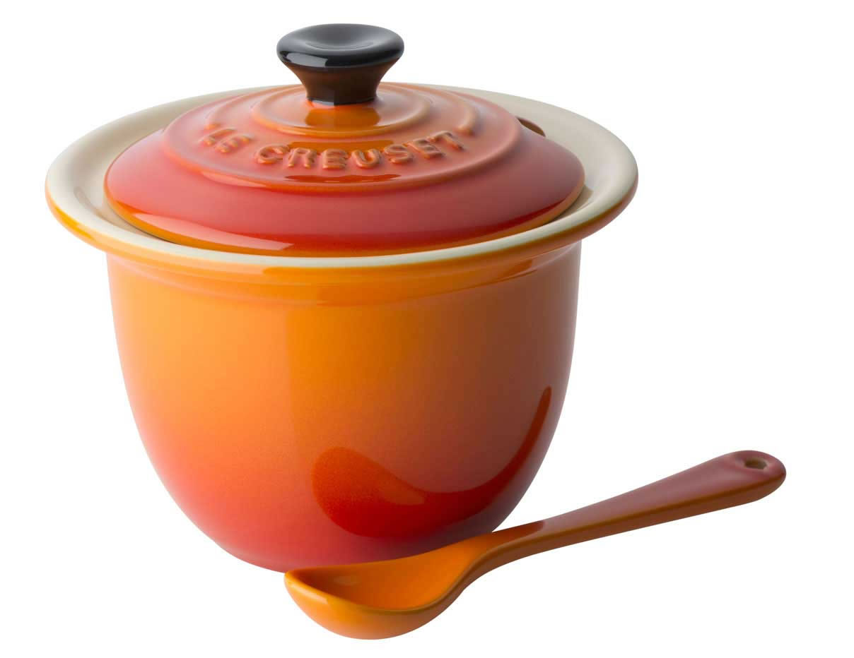 Le Creuset World Cuisine Stoneware Condiment Pot and Spoon Volcanic
